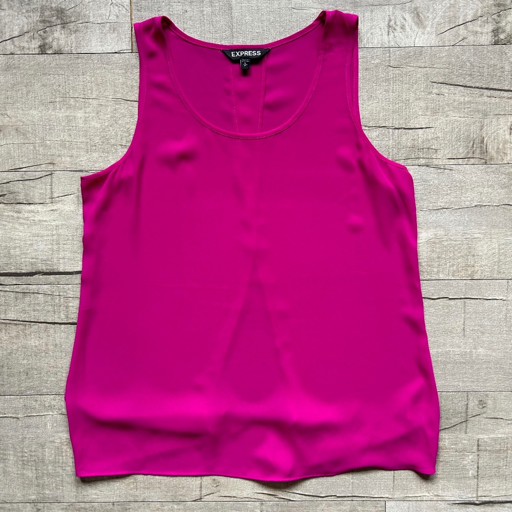 Express Magenta Sleeveless Tank Top Lightweight Open Back Slit Office Festival S